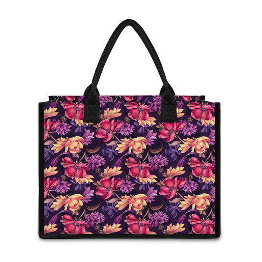 Wild Flower Print Canvas Tote Bag