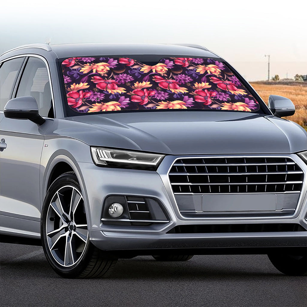 Wild Flower Print Car Windshield Sun Shade