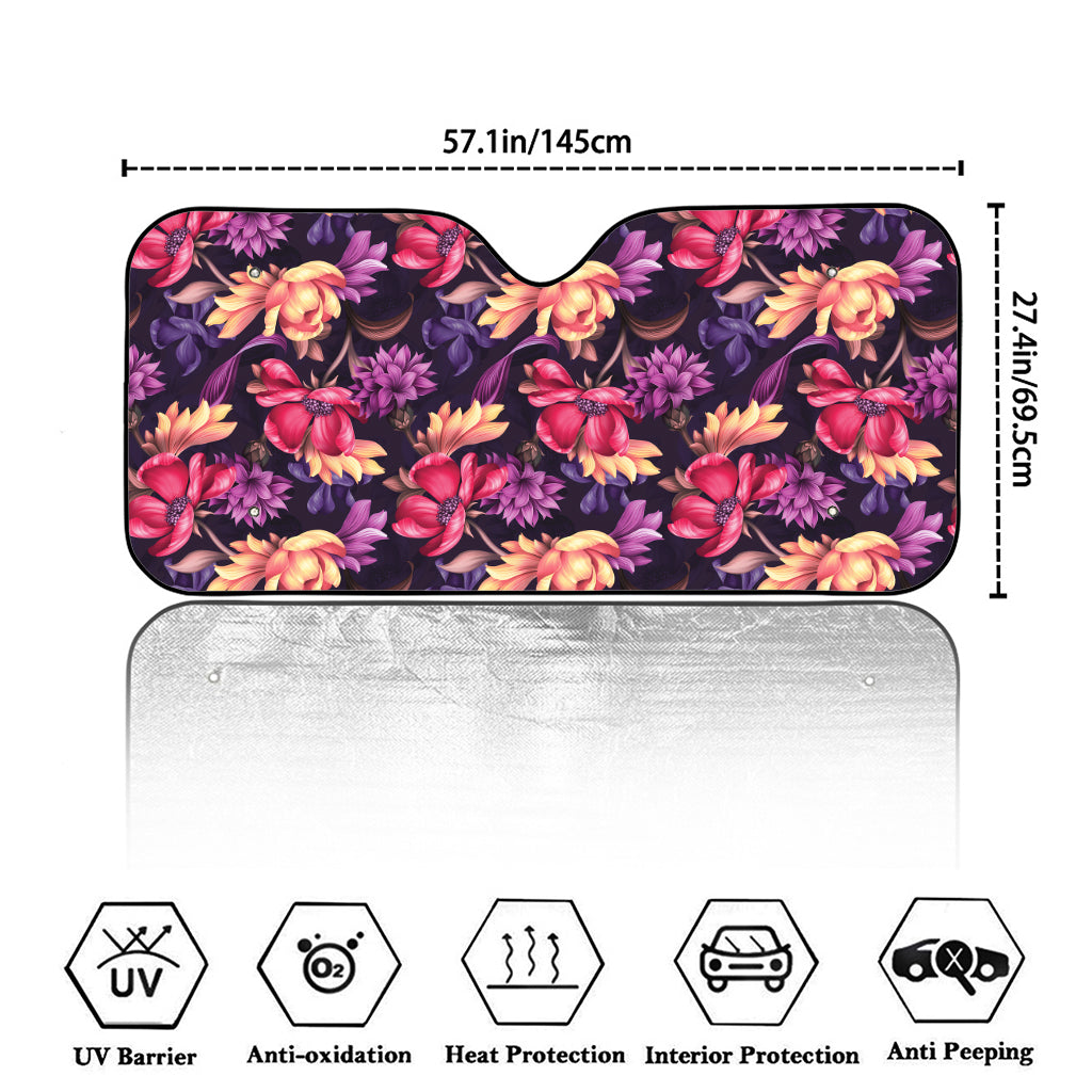 Wild Flower Print Car Windshield Sun Shade