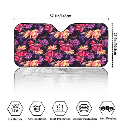 Wild Flower Print Car Windshield Sun Shade