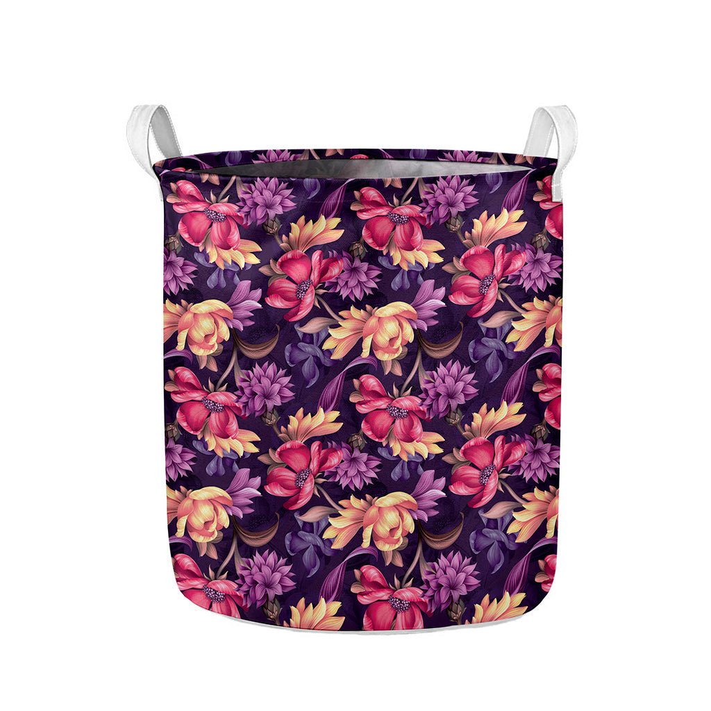 Wild Flower Print Collapsible Laundry Basket