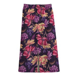 Wild Flower Print Cotton Front Slit Maxi Skirt