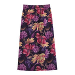 Wild Flower Print Cotton Front Slit Maxi Skirt