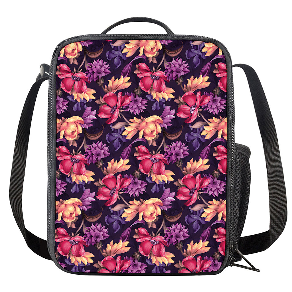Wild Flower Print Crossbody Lunch Bag