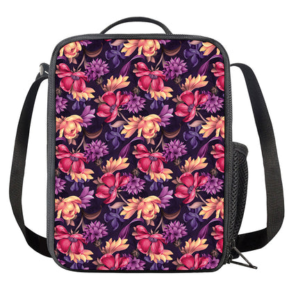 Wild Flower Print Crossbody Lunch Bag