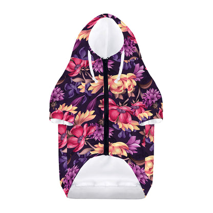 Wild Flower Print Dog Zip Up Hoodie
