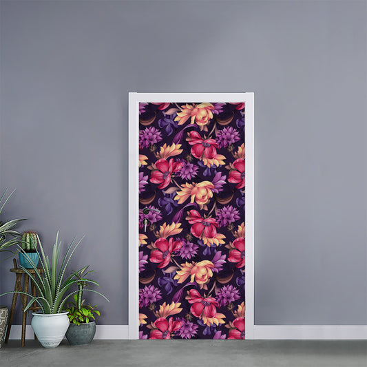 Wild Flower Print Door Sticker