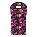 Wild Flower Print Double Neoprene Wine Tote