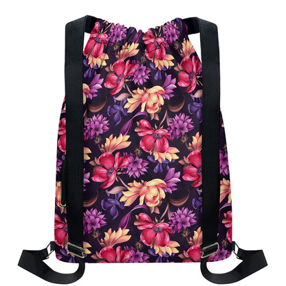 Wild Flower Print Drawstring Backpack