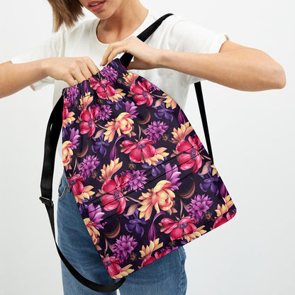 Wild Flower Print Drawstring Backpack