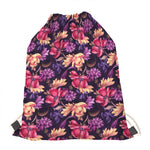 Wild Flower Print Drawstring Bag