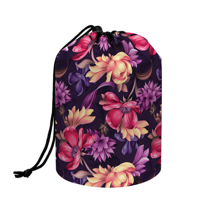 Wild Flower Print Drawstring Makeup Bag