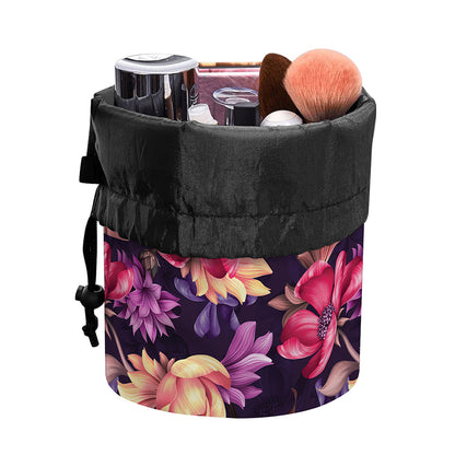 Wild Flower Print Drawstring Makeup Bag