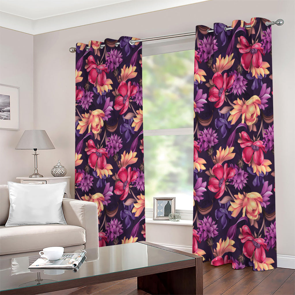 Wild Flower Print Extra Wide Grommet Curtains