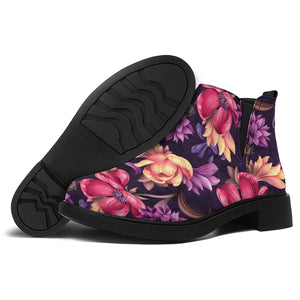 Wild Flower Print Flat Ankle Boots