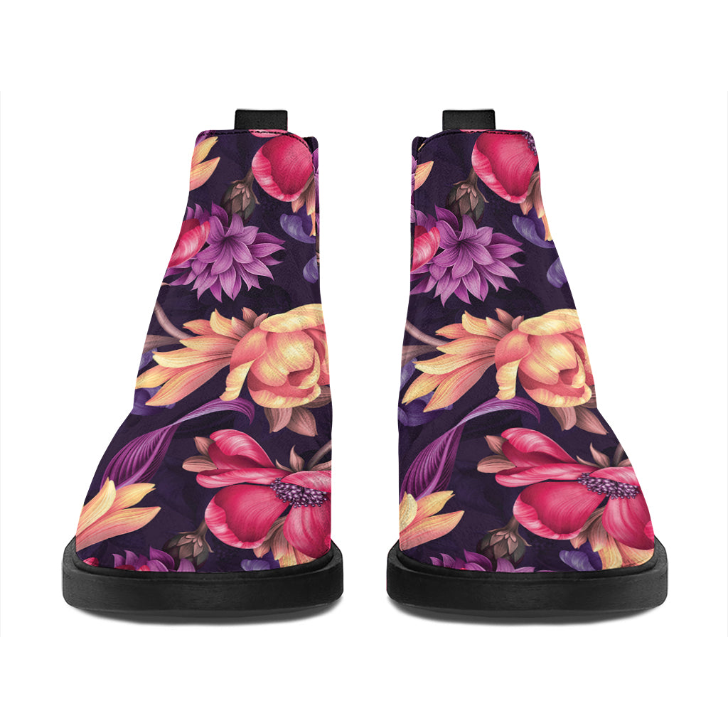 Wild Flower Print Flat Ankle Boots