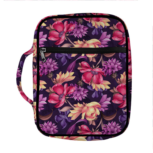 Wild Flower Print Front Pocket Bible Bag