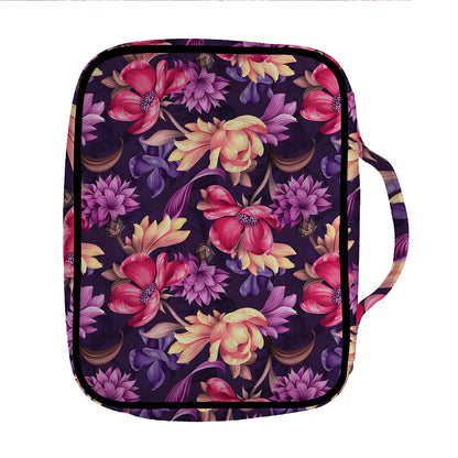 Wild Flower Print Front Pocket Bible Bag