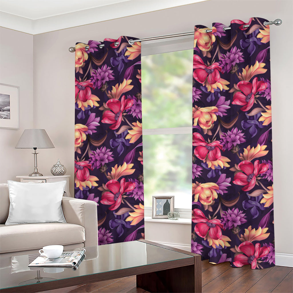 Wild Flower Print Grommet Curtains