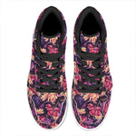 Wild Flower Print High Top Leather Sneakers