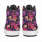 Wild Flower Print High Top Leather Sneakers