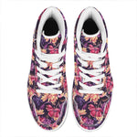 Wild Flower Print High Top Leather Sneakers