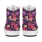 Wild Flower Print High Top Leather Sneakers