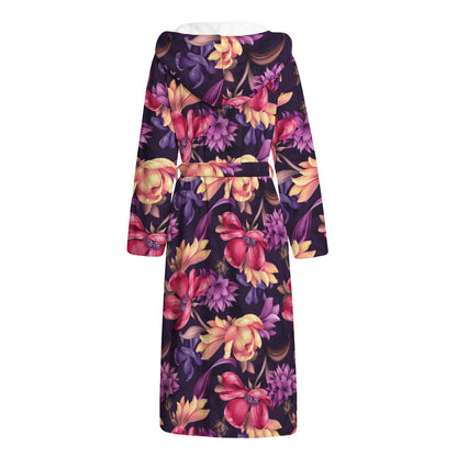 Wild Flower Print Hooded Bathrobe