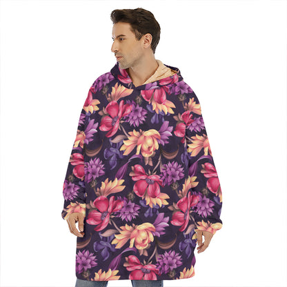 Wild Flower Print Hoodie Blanket