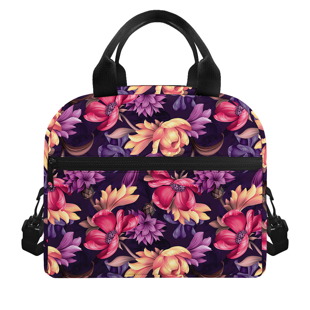 Wild Flower Print Insulated Lunch Bag