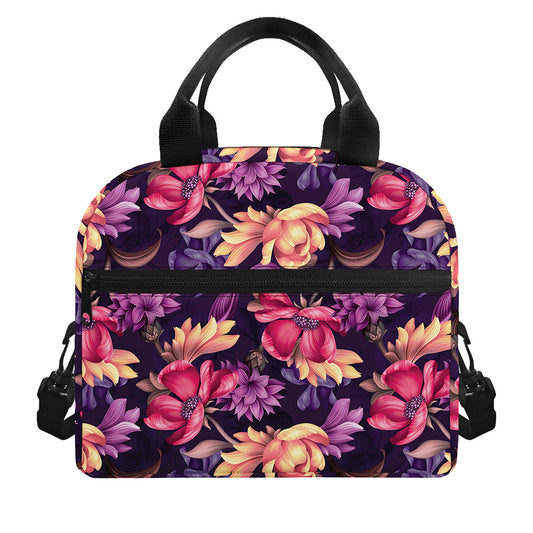 Wild Flower Print Insulated Lunch Bag