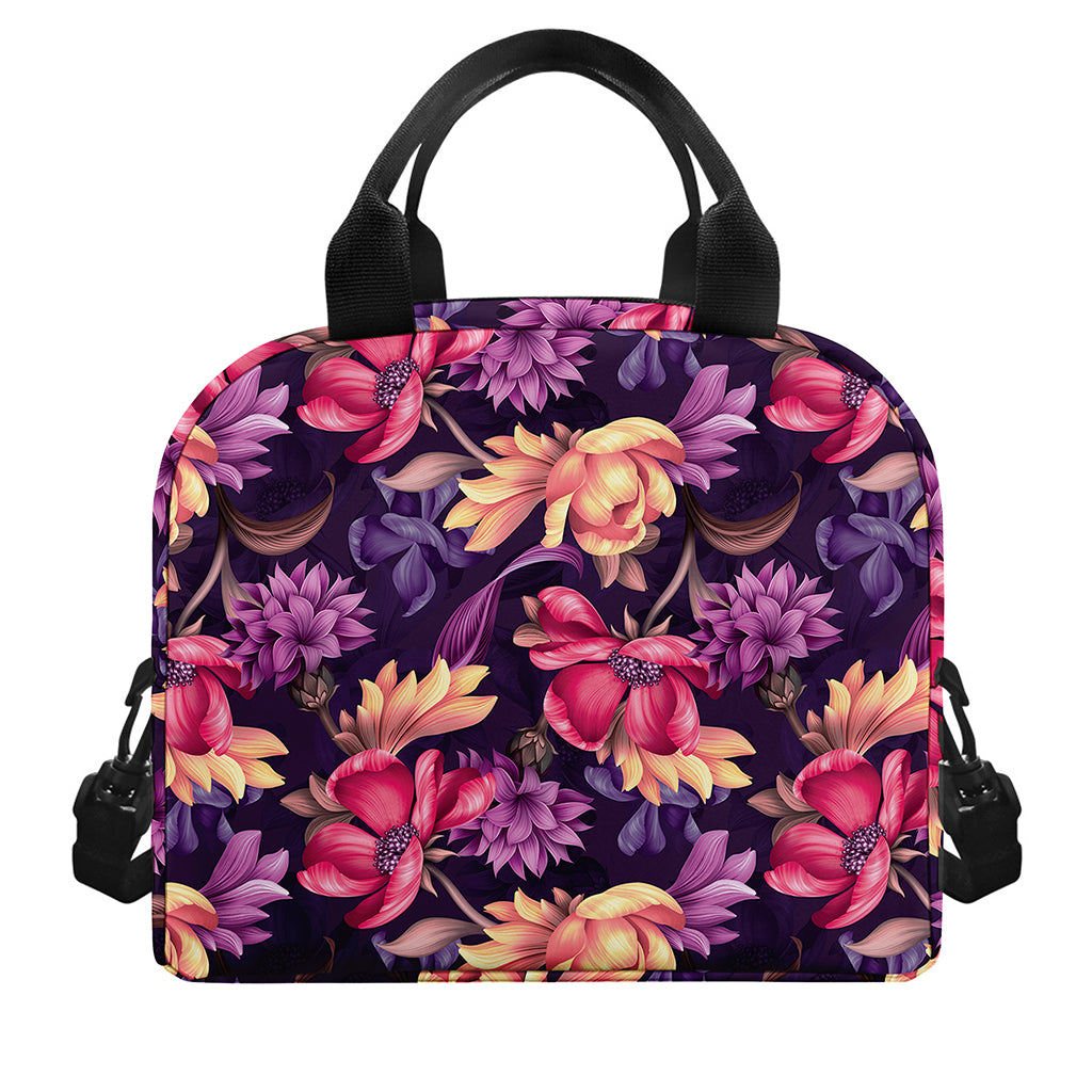 Wild Flower Print Insulated Lunch Bag
