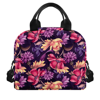 Wild Flower Print Insulated Lunch Bag