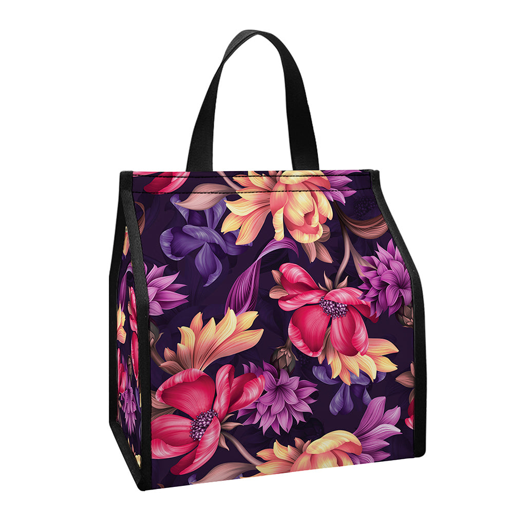 Wild Flower Print Insulated Lunch Tote