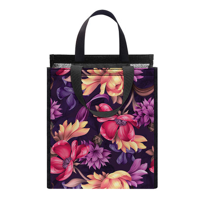 Wild Flower Print Insulated Lunch Tote