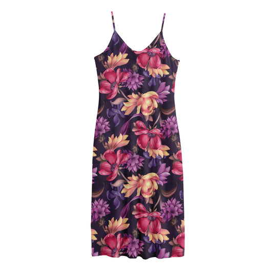 Wild Flower Print Jersey Midi Cami Dress