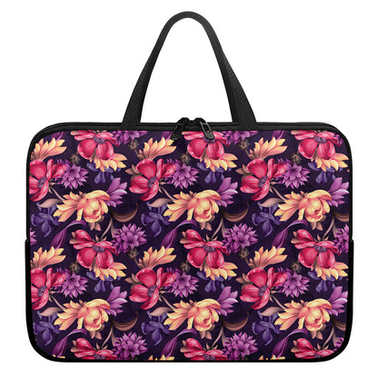 Wild Flower Print Laptop Sleeve With Handle
