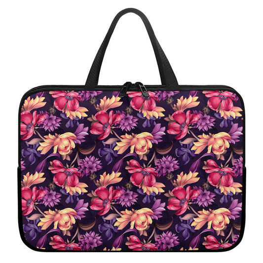 Wild Flower Print Laptop Sleeve With Handle