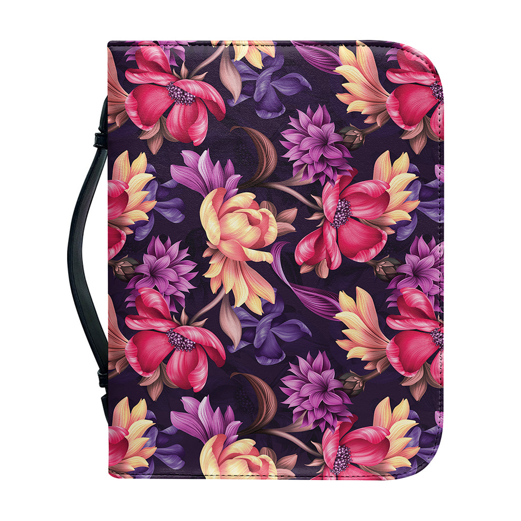 Wild Flower Print Leather Bible Cover