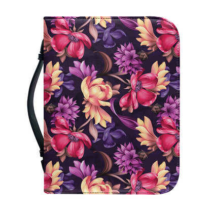 Wild Flower Print Leather Bible Cover