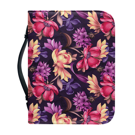 Wild Flower Print Leather Bible Cover
