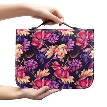 Wild Flower Print Leather Bible Cover