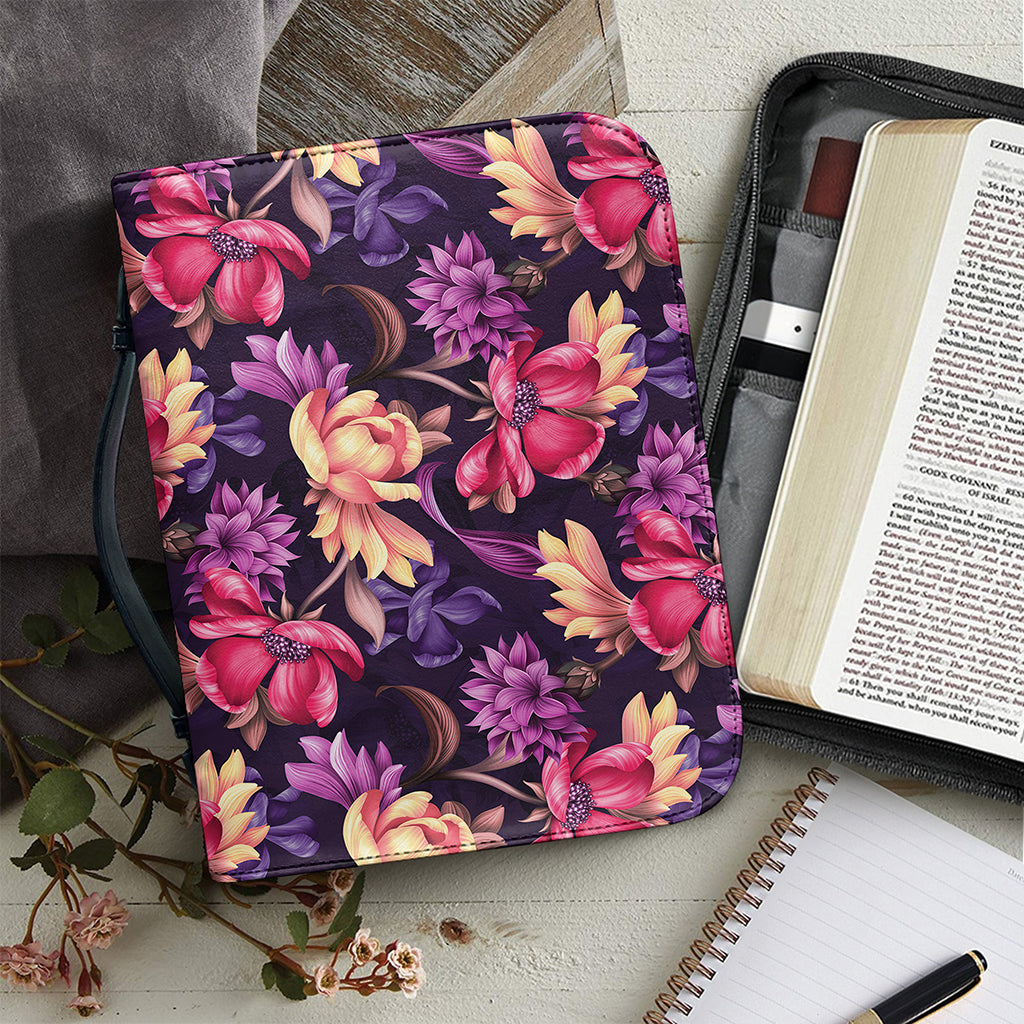 Wild Flower Print Leather Bible Cover