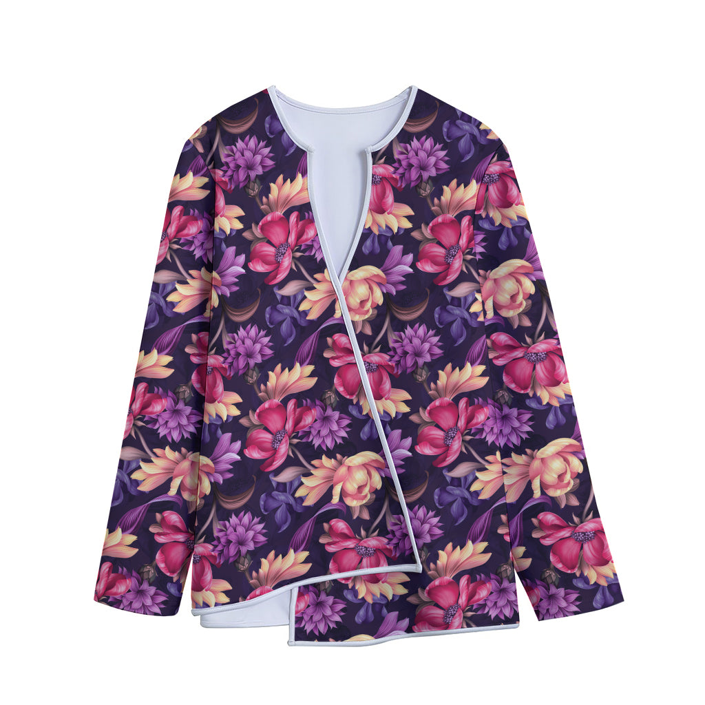 Wild Flower Print Long Sleeve Short Coat