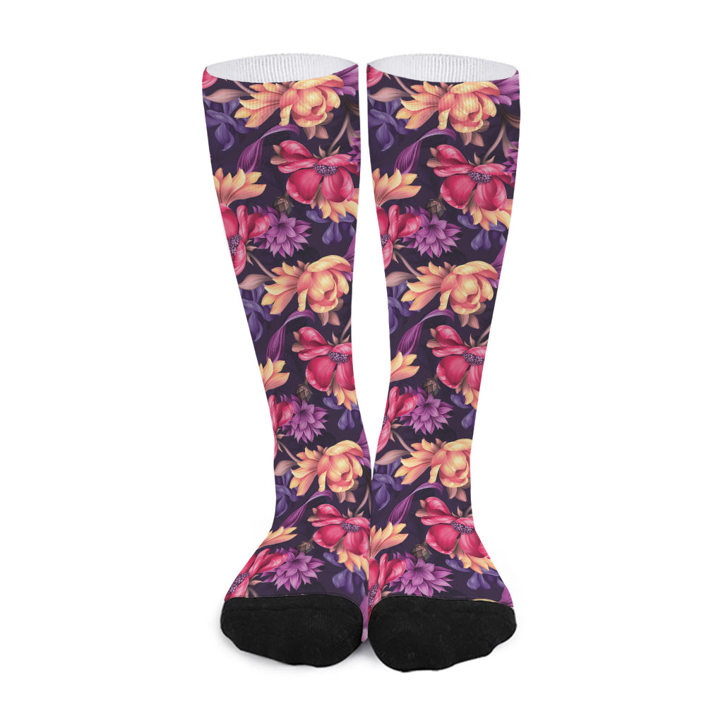 Wild Flower Print Long Socks
