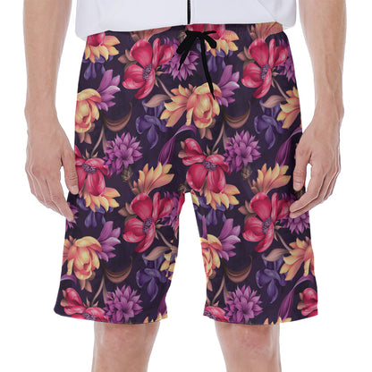 Wild Flower Print Men's Beach Shorts