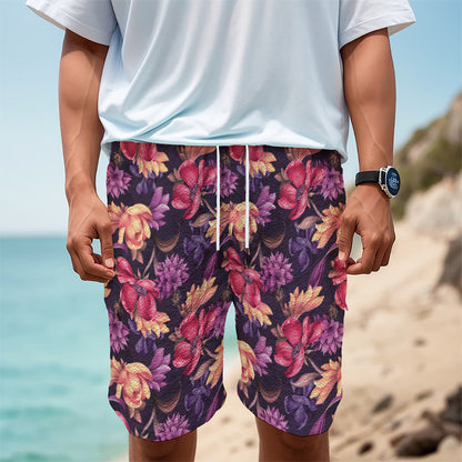 Wild Flower Print Men's Cargo Shorts