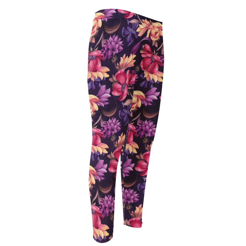 Wild Flower Print Men's Compression Pants
