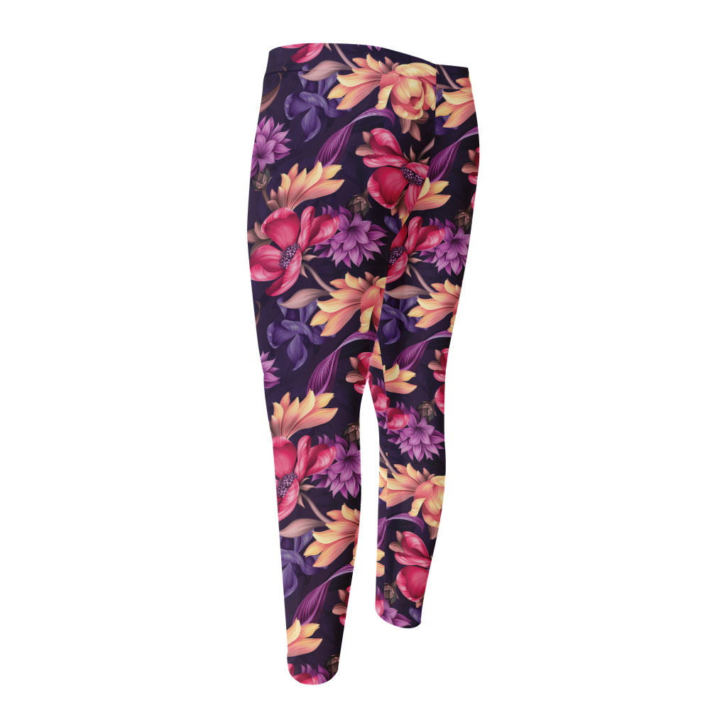 Wild Flower Print Men's Compression Pants