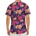 Wild Flower Print Men's Deep V-Neck Shirt